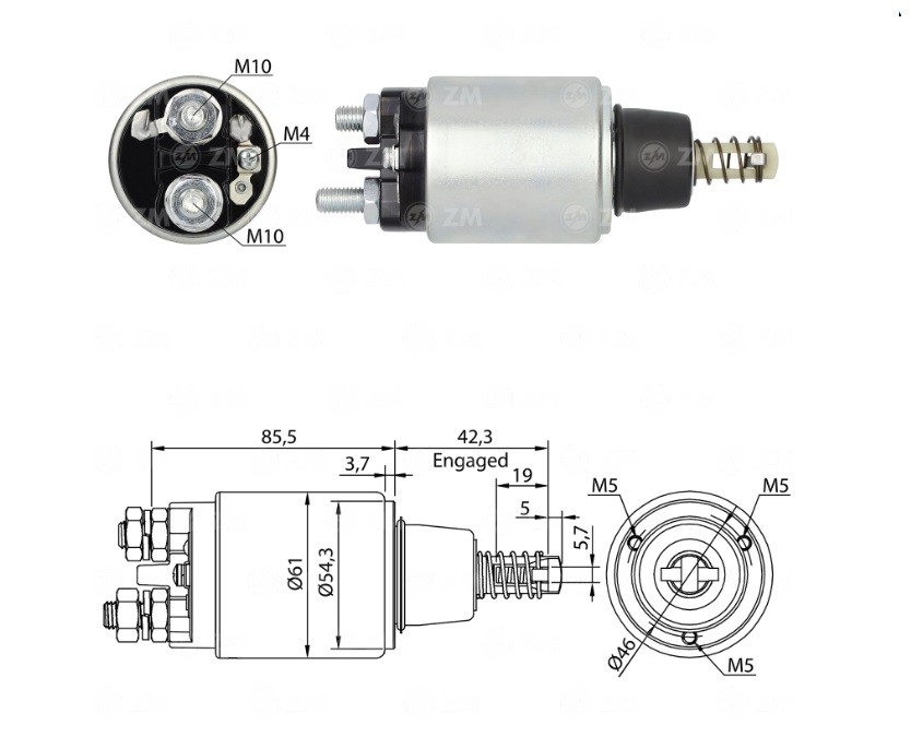 Solenoid electromotor ZM648